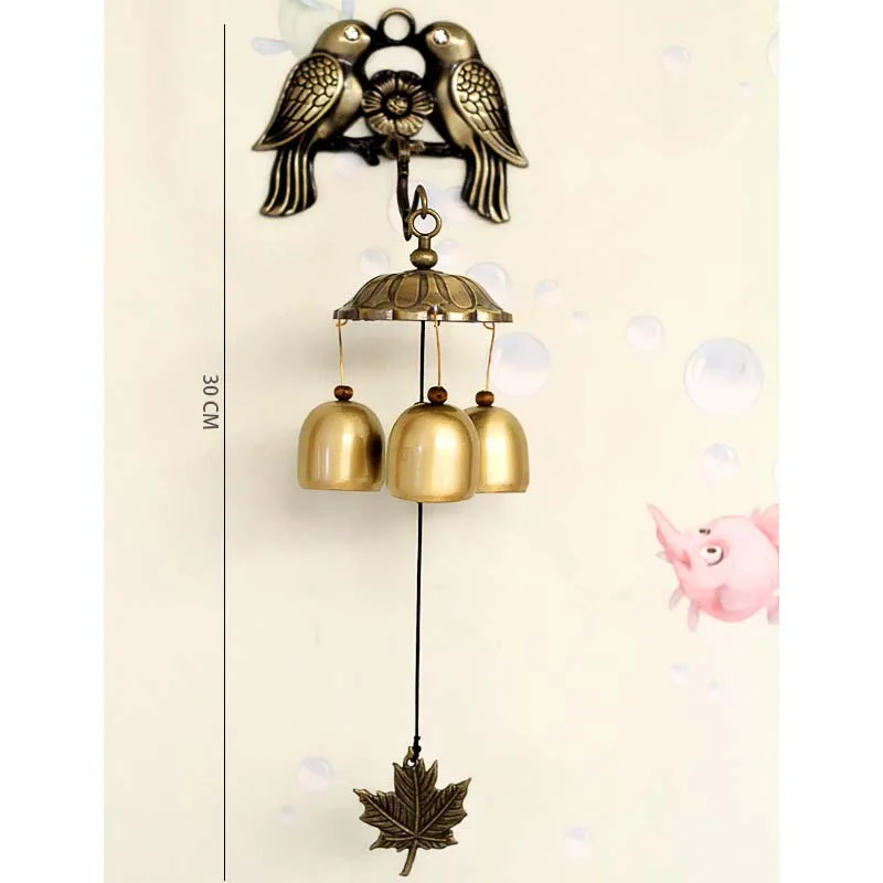 Креативный медный ветряной колокольчик с птицами можно повесить присосывать