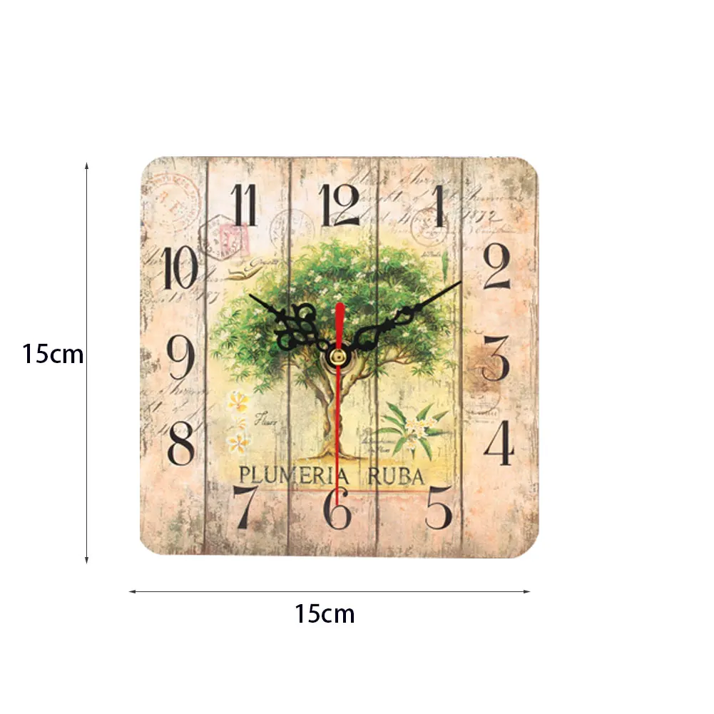 Mute Clocks Decoration Clock MDF Office Square Wood Fashion Digital Wall Hotel Desktop 15cm Silent Holiday Livingroom | Дом и сад