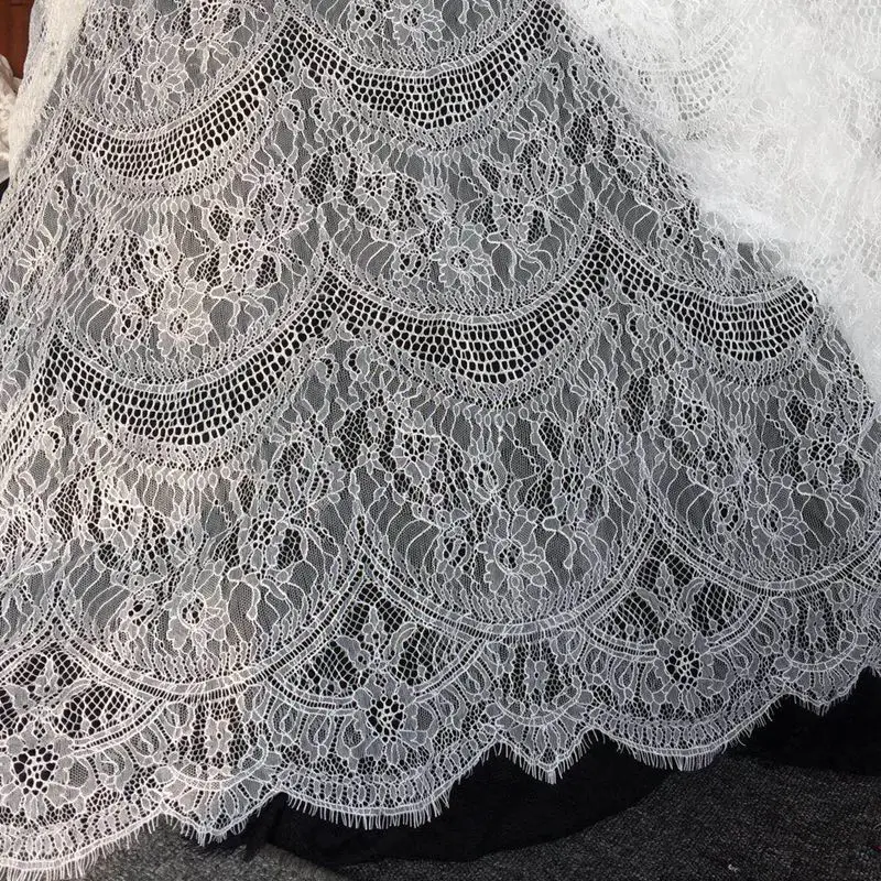 

3Meter price High quality Soft white summer dress lace fabric French lace chantilly lace Height 150cm, length 300cm