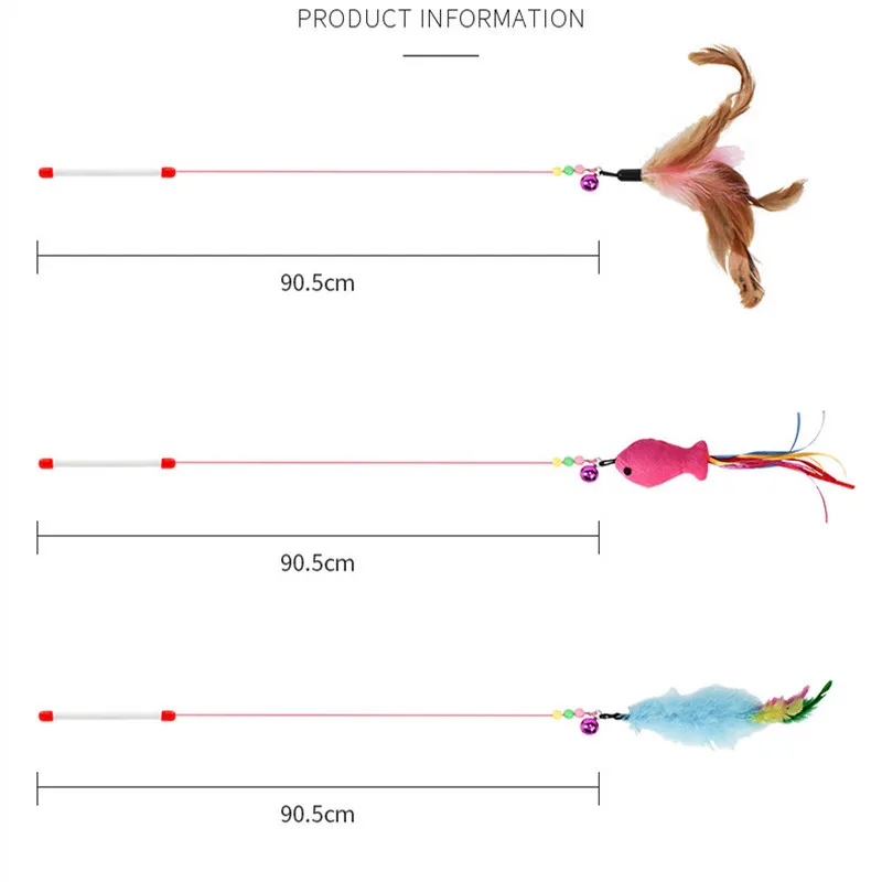 Веселая игрушка для котят кошек интерактивный колокольчик с перьями палочка