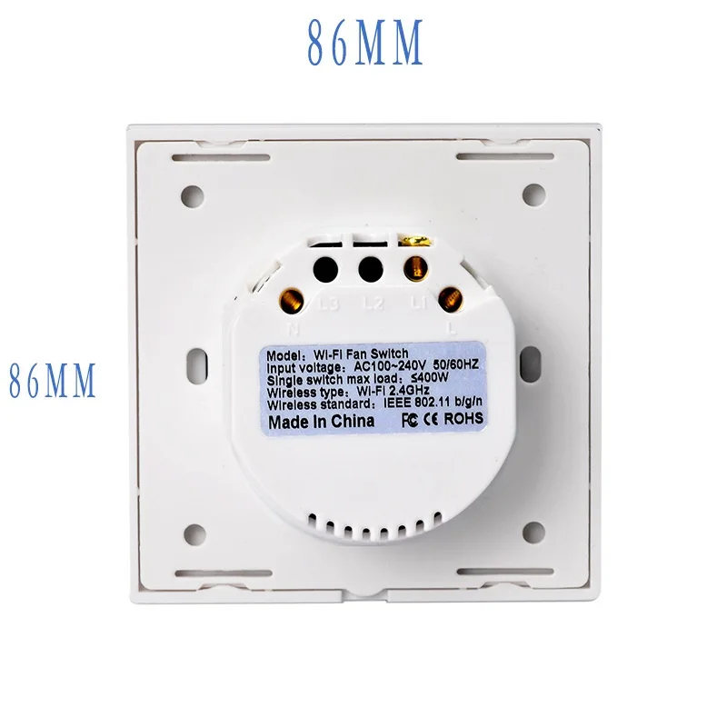 Tuya Wifi Вентилятор выключатель Удаленное управление Бесступенчатая регулировка скорости сенсорный контроллер настенных вентиляторов AC110-240V on.