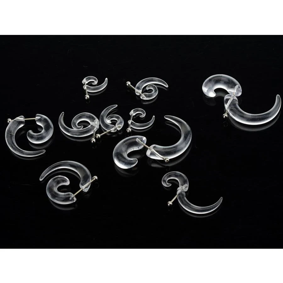 

Transparent 10pcs/ 5Pair Acrylic Spiral Ear Plugs Fake Stretcher Flesh Earrings Piercing Jewelry Gauges 3 4 5 6 8mm