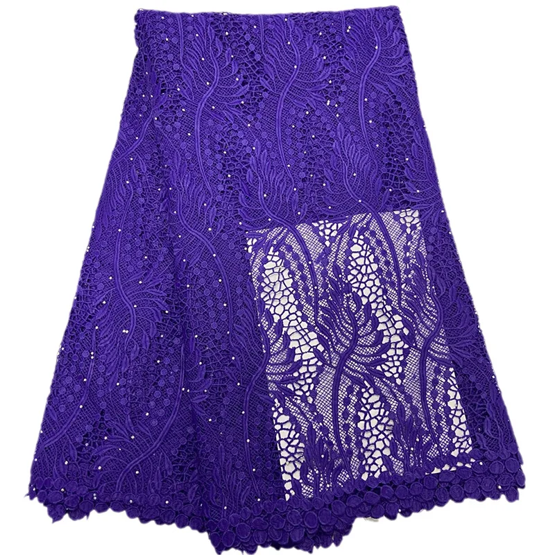 

Кружевная ткань с водорастворимым кружевом ARW45, однотонный дизайн с камнями, оптовая продажа, африканский гипюр, кружевная ткань