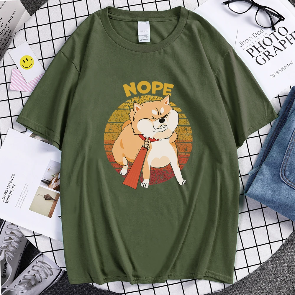 

Мужская футболка Kawaii Shiba Inu Nope с принтом милой собаки, модная футболка, простые высококачественные футболки, крутые облегающие мужские топы
