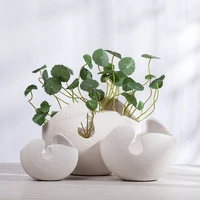 ceramic white eggshell ceramic flower pot vase flower arrangement plant potted ornaments abstract flower vase living room decor