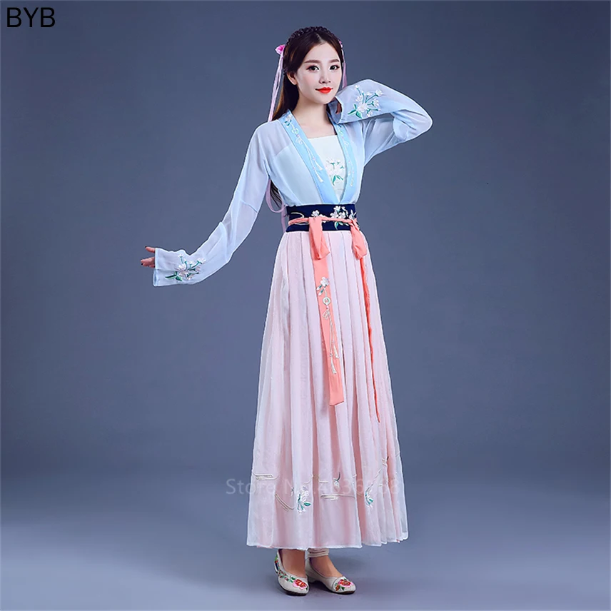 Традиционное китайское Новогоднее женское сказочное платье Hanfu народные