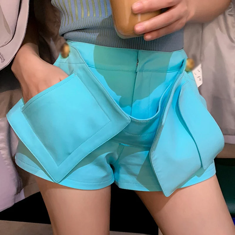 

Patchwork Straight Pants For Women High Waist Female Casual Solid Shorts Summer Fashion New Clothing Stylish