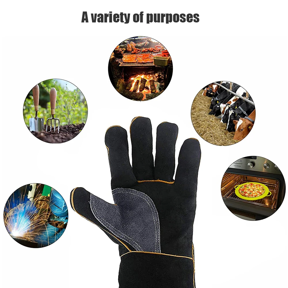 

Welding Gloves For Welder works with Palm Welders Thick Cow Split Leather Kitchen Stove Heat Puncture Resistant BBQ DIY Glove