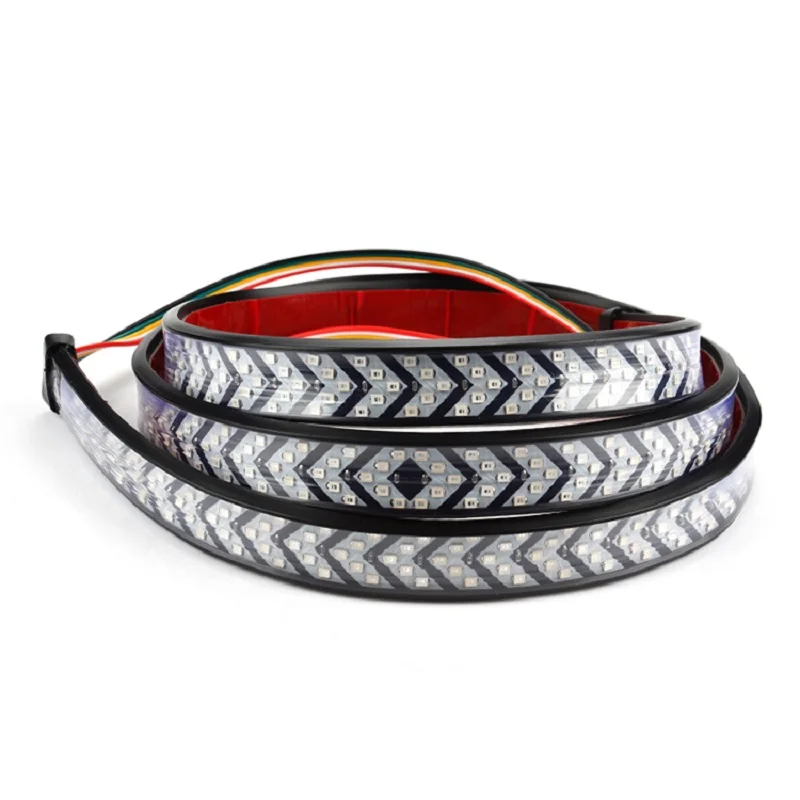 

12V Car LED Pickup Arrow Red LED Flowing Yellow Turn Signal Lamp Scanning Brake LED Light Bar 100cm Reverse Tail Light Strip