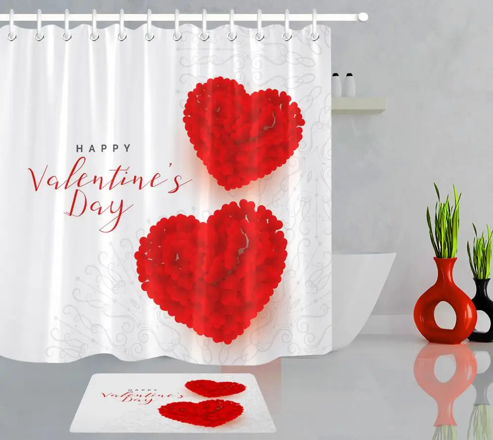День Святого Валентина занавеска для душа Красное сердце любовь Ванная комната