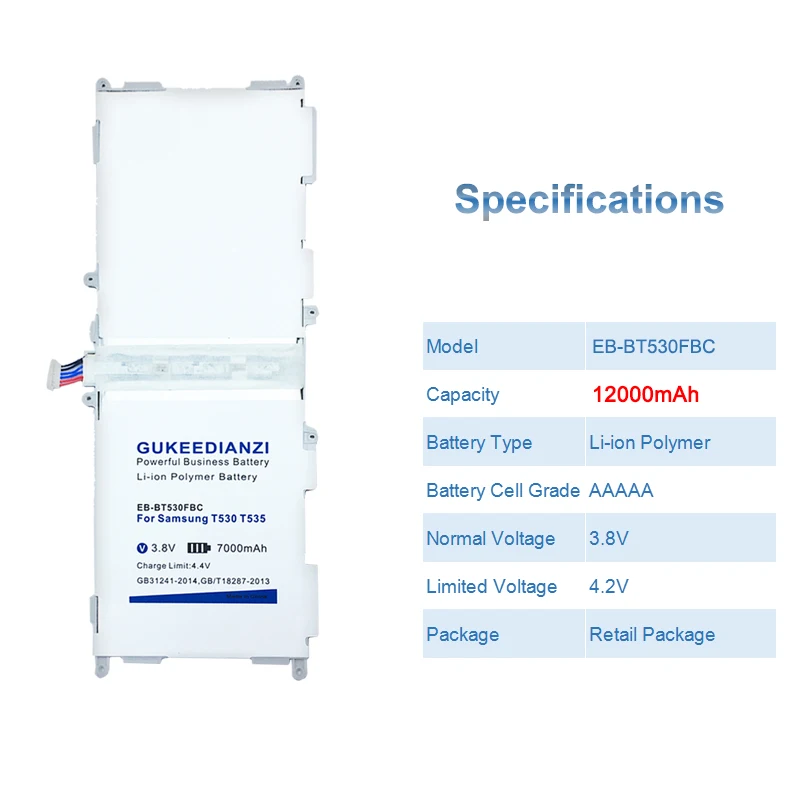 EB-BT530FBC 12000 мАч планшетный ПК батарея для samsung GALAXY Tab 4 SM T530 T531 T535 Замена литий-полимерные батареи