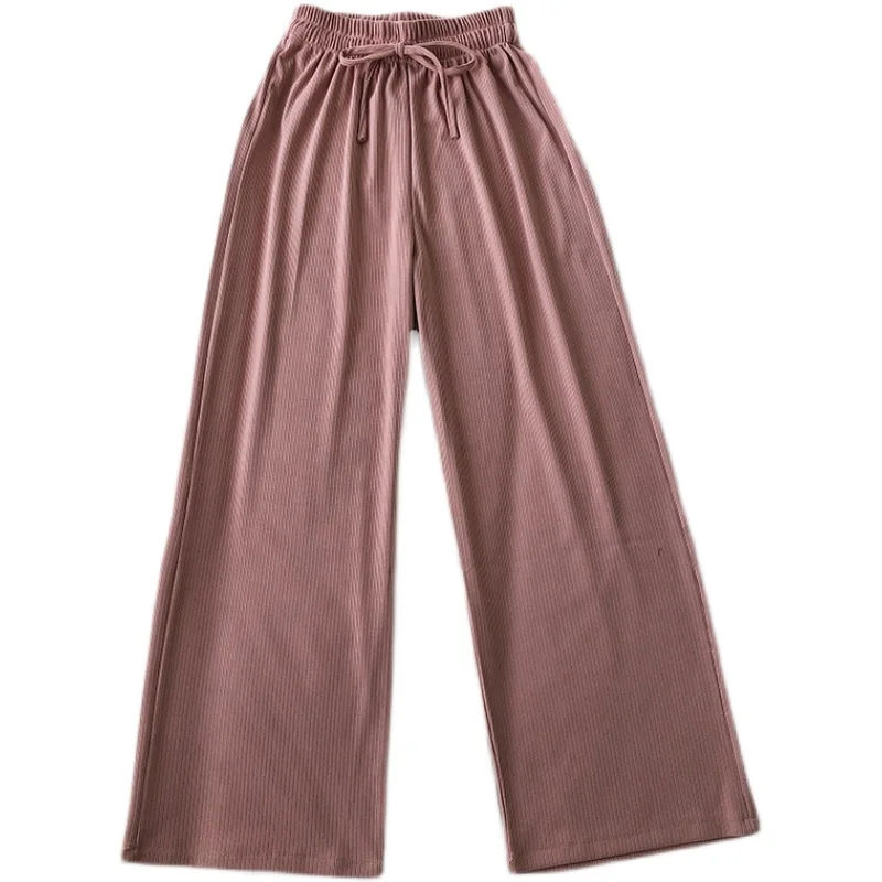 

Super Popular Elastic High Waist Wide Leg Pants for Women 2021 Spring New Korean Style Loose Drooping Slimming Ice Silk Leisure