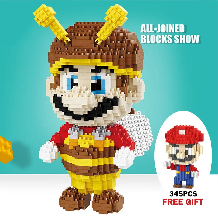 1650pc Bee Gift 1350 шт Супер Марио 3D Модели Строительные блоки алмазные мини-блоки DIY кирпичные развивающие кирпичные игрушки для детей детские подарки - Цвет: 1650pc Bee Gift