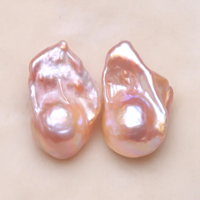 Нестандартные бусины с натуральным жемчугом Разноцветные длинные серьги пара