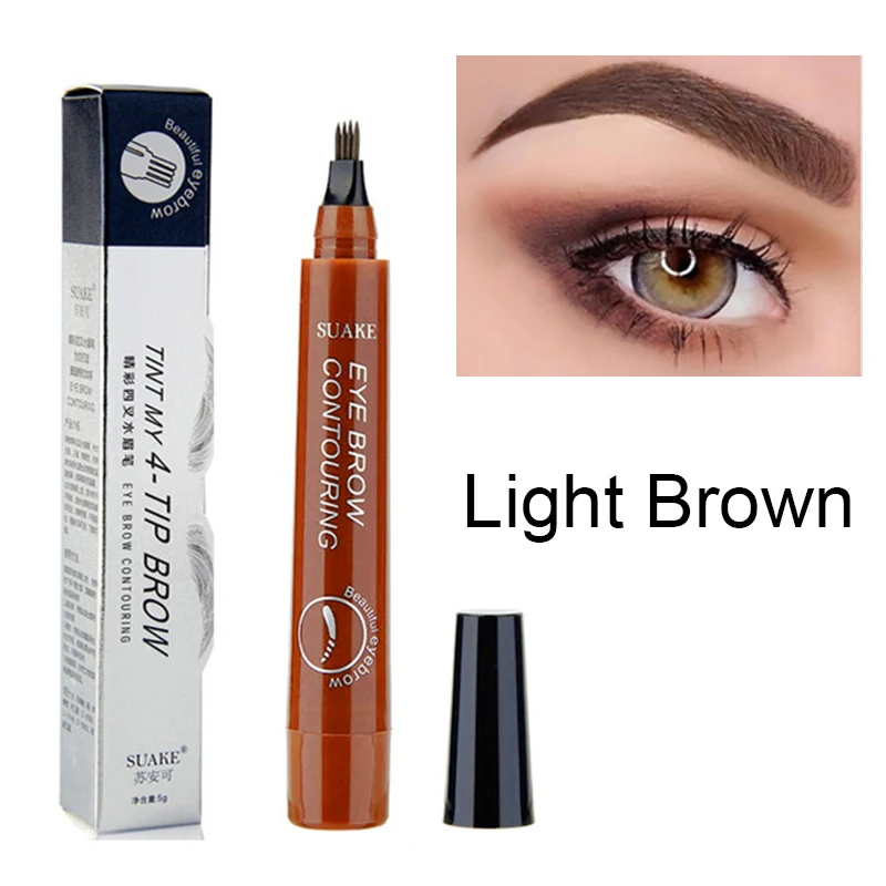 Microblading карандаш для бровей водонепроницаемый вилка кончик бровей Карандаш для татуировки длительный Профессиональный тонкий эскиз жидкий карандаш для бровей - Цвет: Light Brown