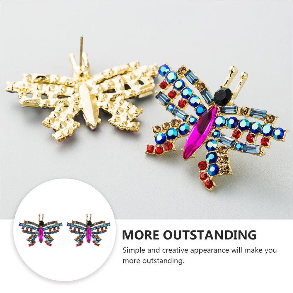 

1 Pair of Creative Butterflies Earrings Decorative Ear Stud Ear Accessories Red