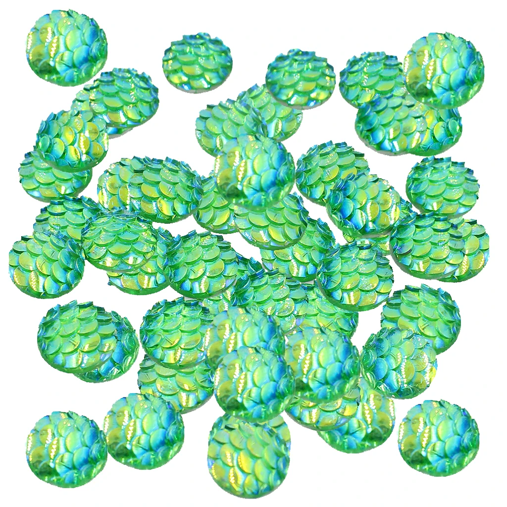 

50 Pieces Resin Flatback Fish /Snake Scale Cabochon For Jewelry Making 10mm