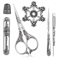 shwakk embroidery scissors kits vintage scissors european style sewing scissors with thimble and metal floss bobbin for diy