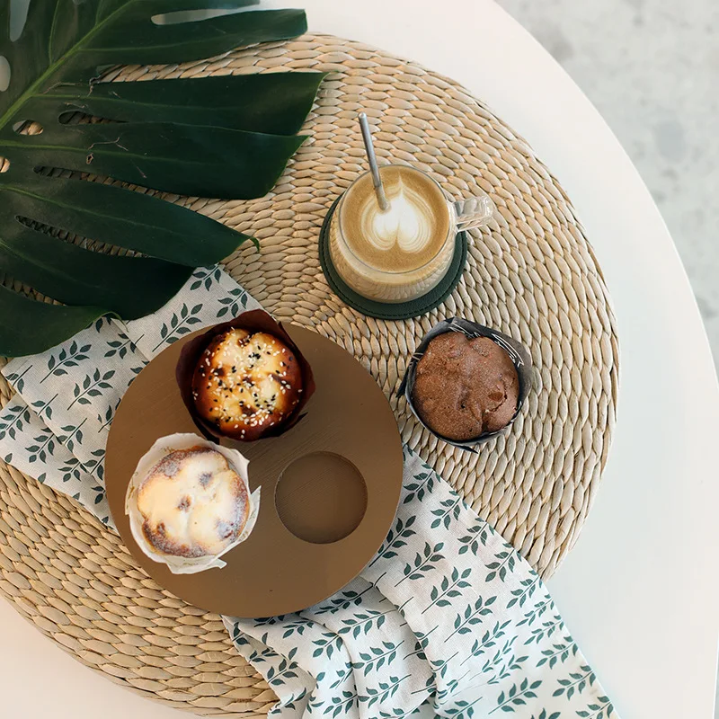 Деревянный поднос подсвечник креативный художественный стол ретро круглый