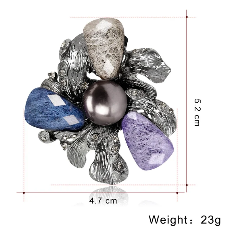 Винтажная черная акриловая Броши с искусственным жемчугом для женщин Свадебная