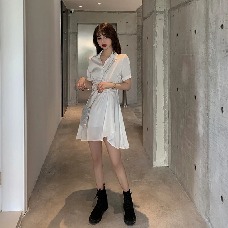 

Black Dress Female 2021 Summer New Style Niche Waist Slimming Short Trend French Dating Temperament Dresses For Woman Office N9e