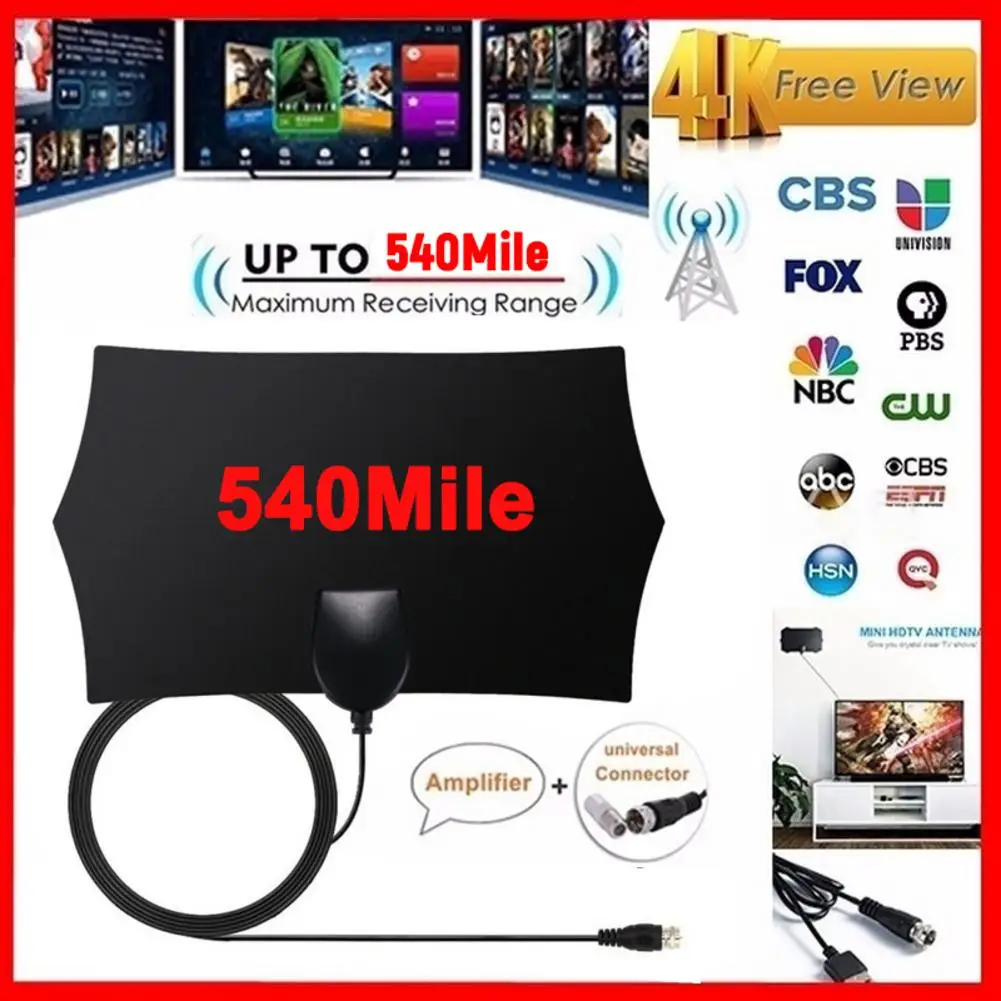 2021 New Indoor Digital HDTV Skywire Antenna TV 540 Miles Amplifier 1080p Indoor Clear Satellite Signal Receiver Aerial