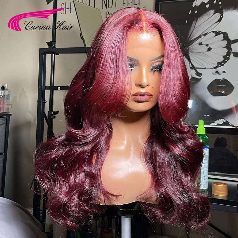 Парик 99J с цветными волнистыми волосами 13*4 парики застежкой спереди 4*4 из