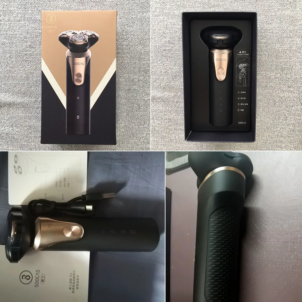 Xiaomi Mijia SOOCAS S3 электробритва для сухого влажного бритья Беспроводная USB перезаряжаемая Водонепроницаемая бритва с 3 режущими головками для мужчин
