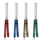 Складная расческа, 1 шт., тренировочный нож-бабочка щетки и гребни для волос, для бороды и щетки для усов, парикмахерский инструмент, поддержка, Прямая поставка