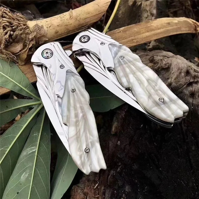 

High End Thousand Feathers Tactical Folding Knife SANDVIK Blade Resin Handle Survival Fishing Diving EDC Household Knife