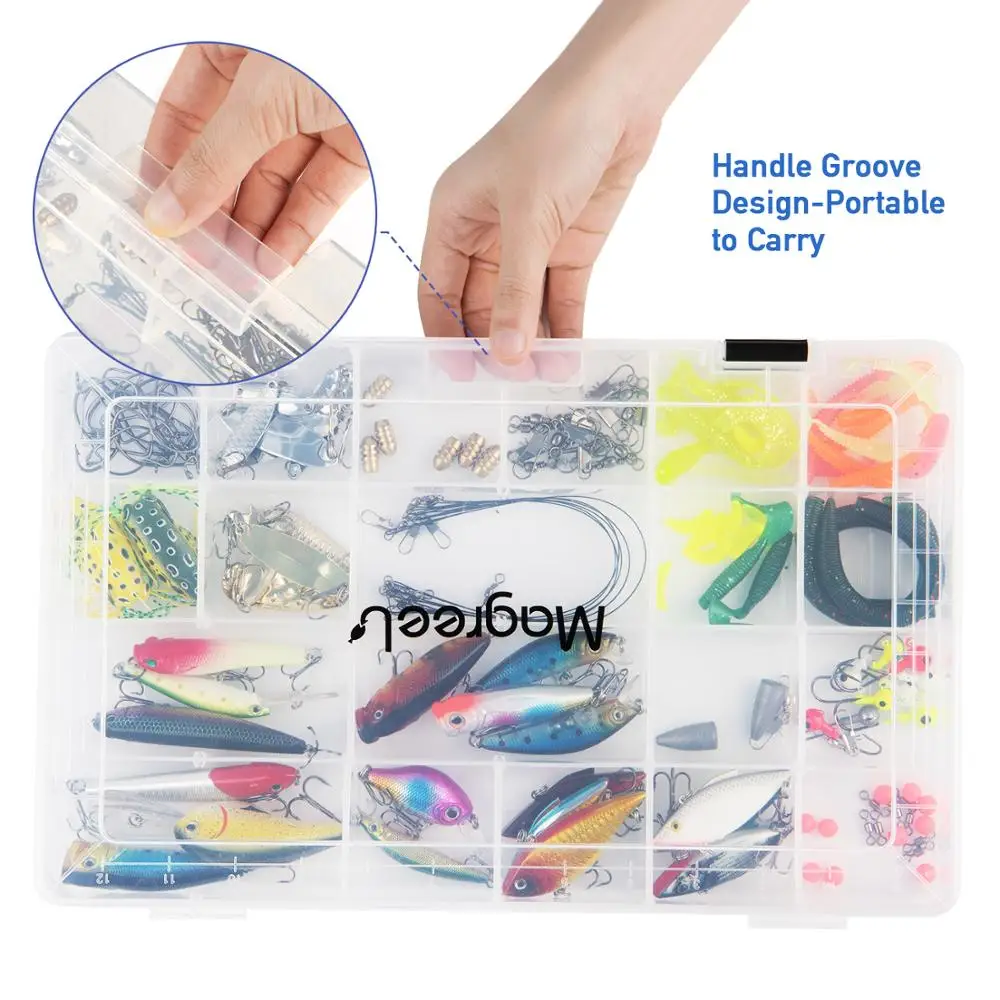 Magreel 3packs Fishing Tackle Box Transparent Fish Boxes with Adjustable Dividers Gear Bags 3600 3700 | Спорт и развлечения