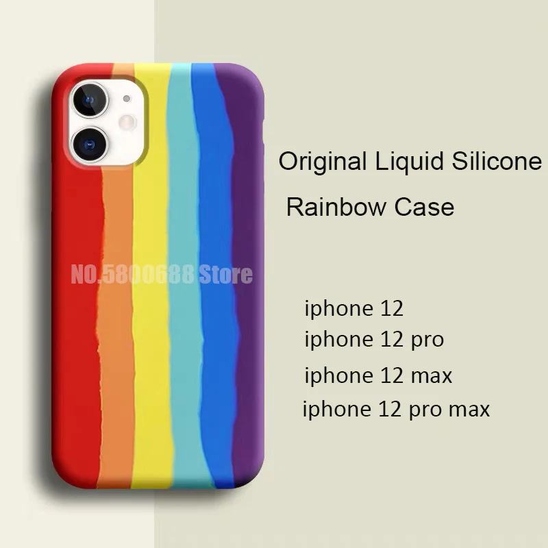 Чехол радужного цвета из жидкого силикона для iPhone 12 Pro Max мягкий чехол