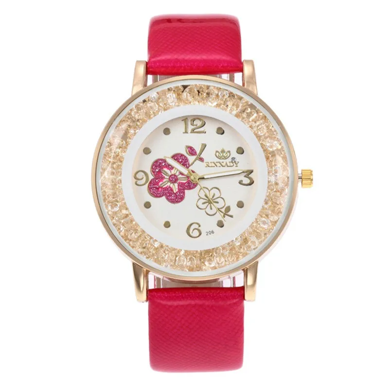 Fashion 2019 Simple Flower Inlaid Rhinestone Belt Watch Ladies Quartz Gift Wristwatch Clock High Quality WD | Наручные часы