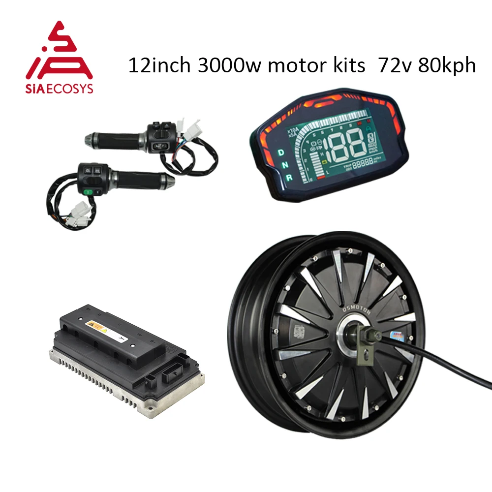 

SiAECOSYS QSMOTOR 12inch v1.4 3000W 72V 80kph Hub Motor with EM150SP controller motor kits for Electric Scooter