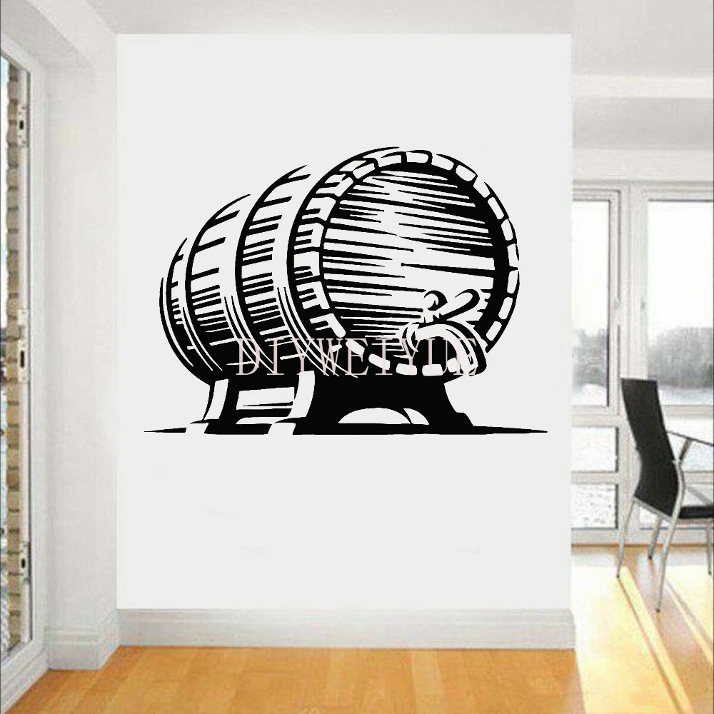 

Beer Barrel Decor Wall Sticker Pub Bar Vinyl Wall Decals for Wine Cellar Decoration Removeable Home Kitchen Wall Tattoo Y207