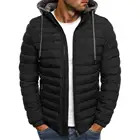 Мужское пальто, однотонное хлопковое пальто с капюшоном, теплая повседневная одежда, уличная куртка на осень и зиму