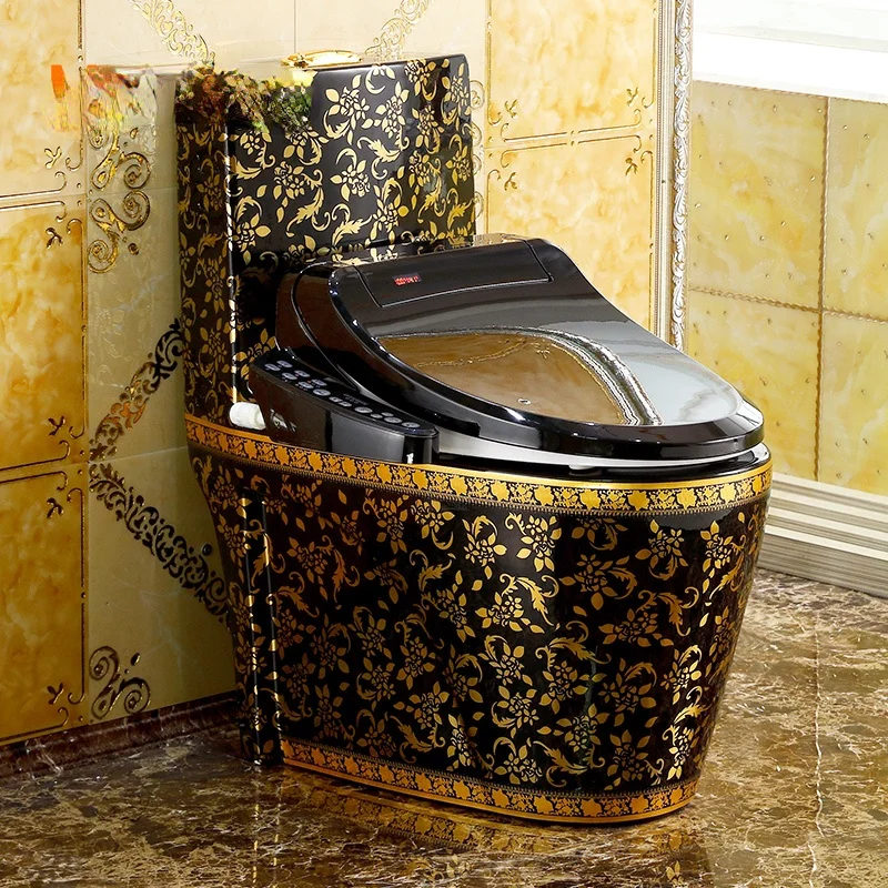 

European style intelligent gold toilet, retro black toilet, automatic drying and instant heating toilet closestool smart home