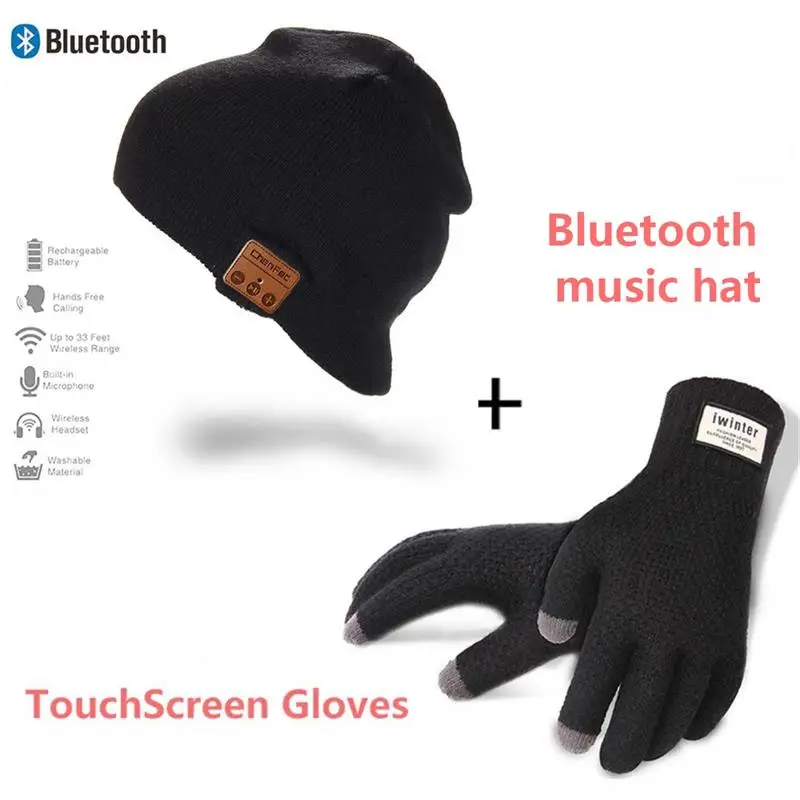 Bluetooth шапка, Bluetooth 4,2 шапочка, теплая вязаная музыкальная шапка, беспроводные наушники, гарнитура, наушники, встроенный микрофон и динамик - Цвет: Темно-серый
