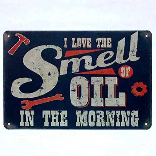 

Love The Smell of Oil Metal Sign Retro Man Cave Home Wall Decoration 12X16 inch