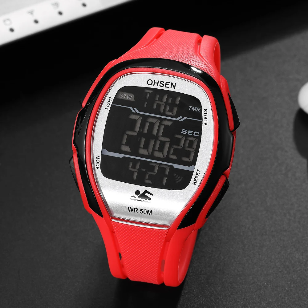 Мужские наручные часы со светодиодной подсветкой с резиновым ремешком|Мужские