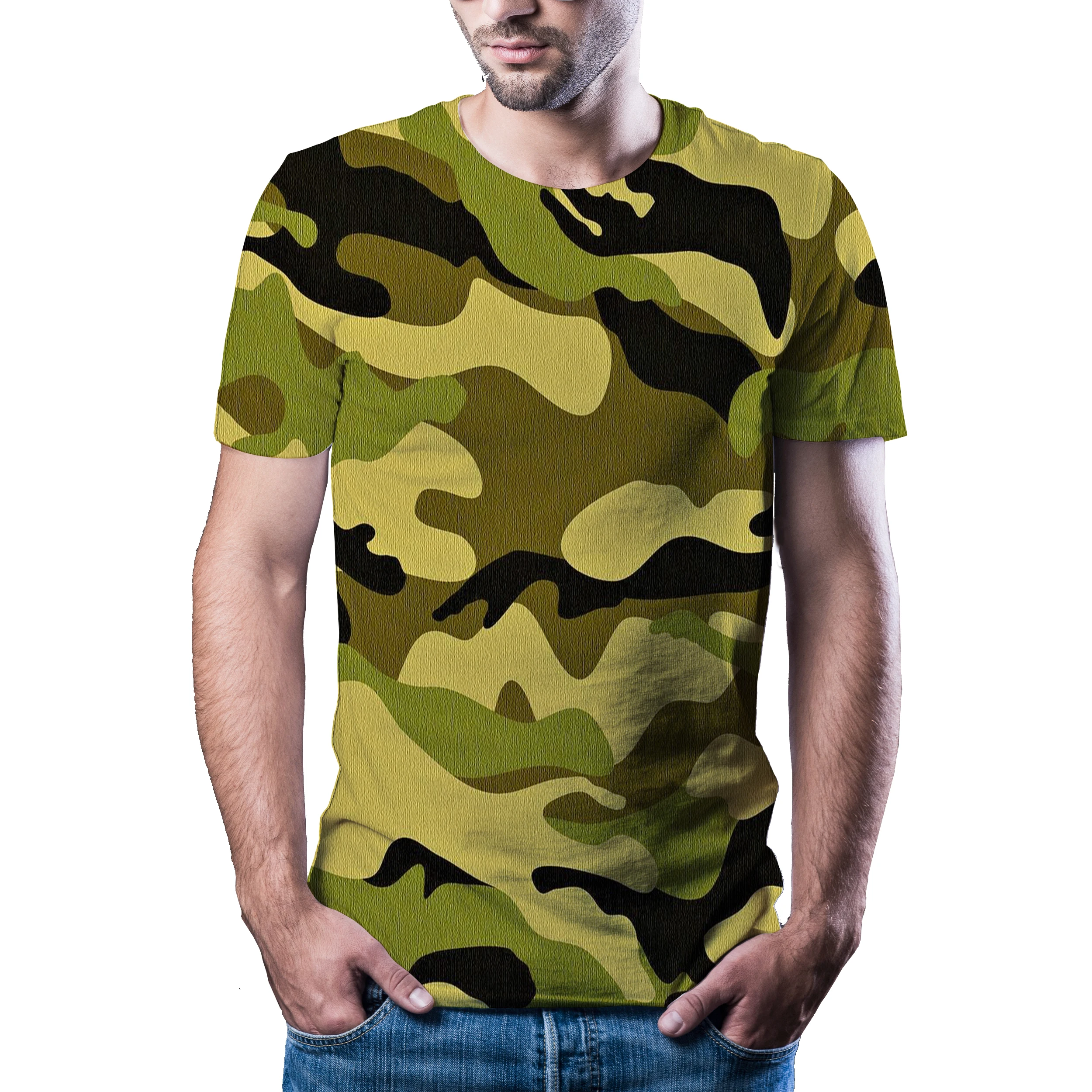 

2020 new 3D t-shirt men's summer casual camouflage clothing camouflage style top 3D quick dry printed T-shirt