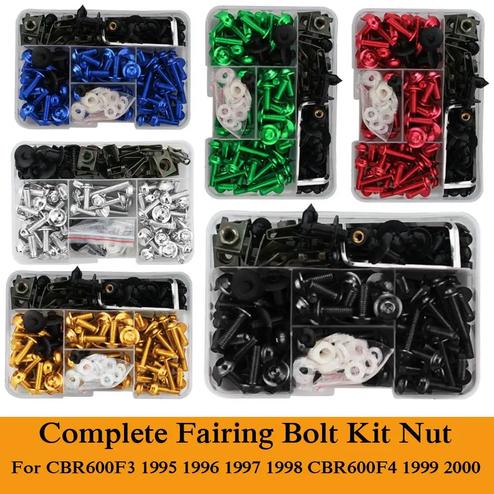 

Fit For Honda CBR600F3 1995 1996 1997 1998 CBR600F4 1999 2000 CNC Alloy Complete Fairing Bolts Kit Nut Bodywork Screws Clip