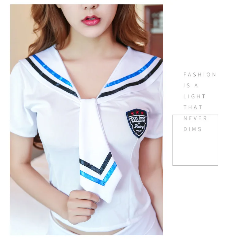

NEW 2021 School Girl Costume Babydoll Women Sexy Cosplay Lingerie Student Uniform Set Ladies White Miniskirt Cheerleader