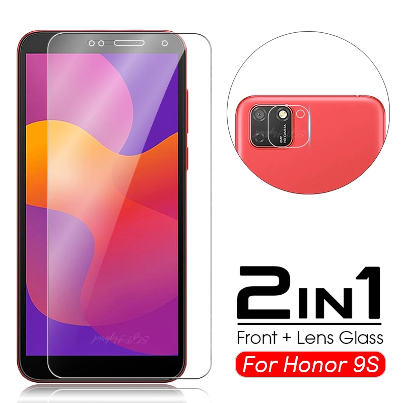 Закаленное стекло 2 в 1 9H для hauwei honor 9 s 2020 Защитное Huawei Honor S защита экрана объектива