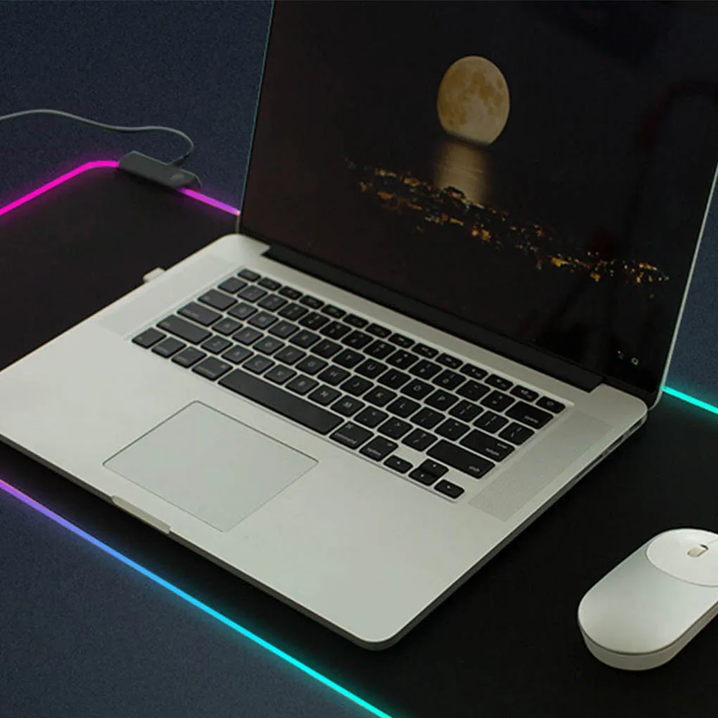 Mouse Pad LED RGB Light 8 Lighting Modes Glowing Mat Non-slip Rubber Bottom Cloth Keyboard | Компьютеры и офис