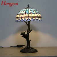 hongcui tiffany table lamps modern led colorful desk light creative for home bedroom decoration