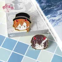 anime bungo stray dogs dazai osamu nakahara chuuya badge souvenir button brooch pins medal decor cosplay devil horns series toy