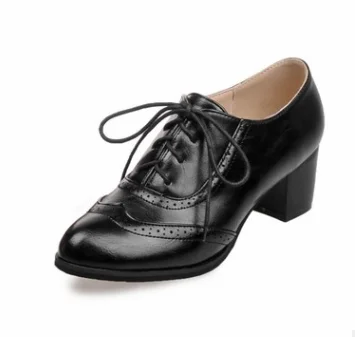 Ladies high heel Boots Lace-up cut out breathable Low Top Shoes Round toe Pumps Retro Mujer Zapatos Brown Green Black Grey 43 41 - Цвет: black 4cm heel