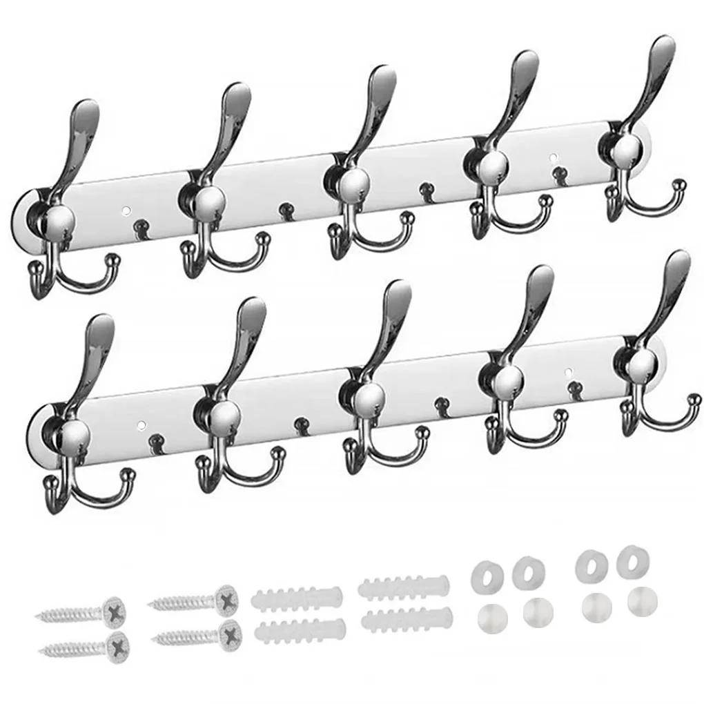 

2 Pcs Towel Coat Hook Stainless Steel Clothes Door Hooks Home Bathroom Hanger Robe Bags Hats Holder Wall Kitchen Storage Shelf