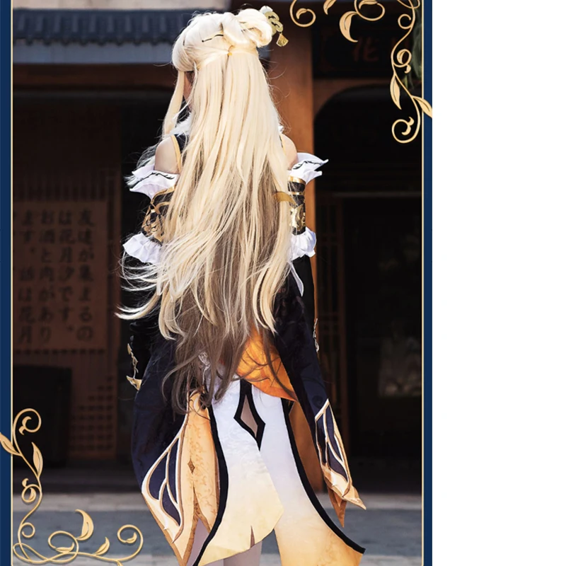 Game Genshin Impact Cosplay NINGGUANG Costume Anime Ning Guang Cheongsam Dress Qipao For Women Girls Halloween Party Full Set images - 6